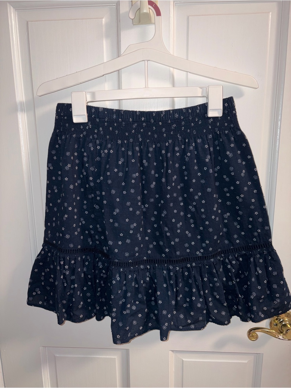 Madewell Navy Blue Floral Ruffle Skirt